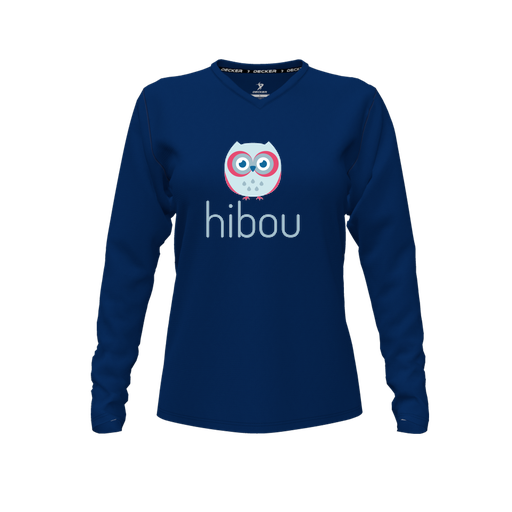 [FTLVPTNV-FYXS-LOGO1] Decker Performance T-Shirt (Female Youth XS, Navy, V Neck, Logo 1, Long Sleeve)